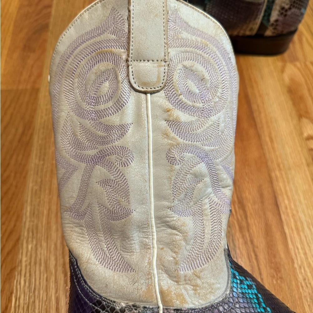 Women’s Roper multi colored Snakeskin Cowboy Boots w/Embroidered Shaft size 7.5 - Picture 10 of 16
